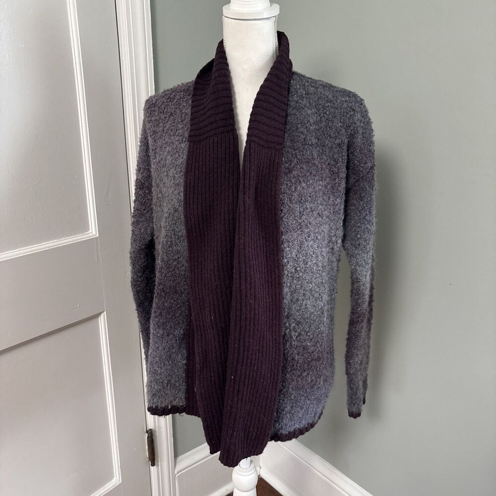 Woolrich purple fluffy Open front cardigan Sweater Soft Size Large